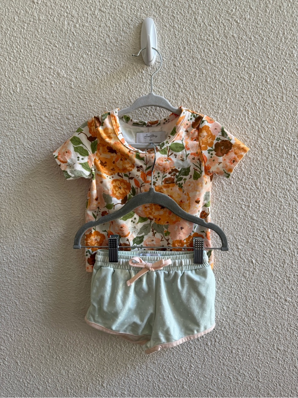 SweetHoney Floral Short Sleeve Top & Mint Shorts Set